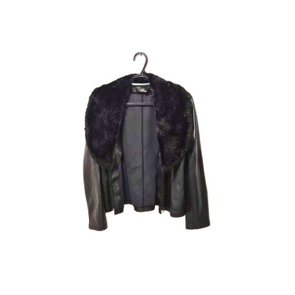 Vintage An'ge Paris Faux Leather & Faux Fur Jacket France Y2K Matrix Minimalist - Picture 2 of 7